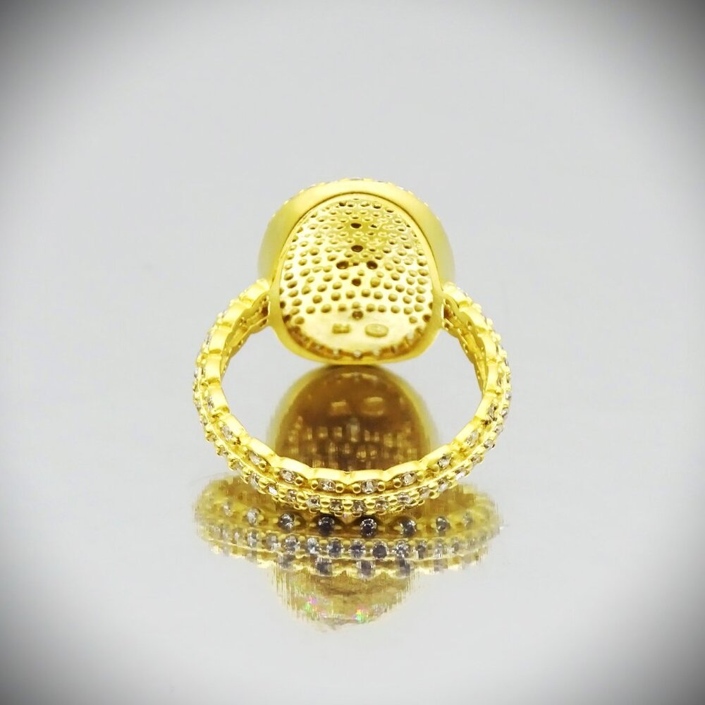 FREIDA ROTHMAN Sterling Silver Black Rhodium CZ Clover Shield Cocktail Ring Sz 8 - Picture 4 of 9